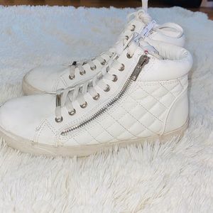 white zipper high tops